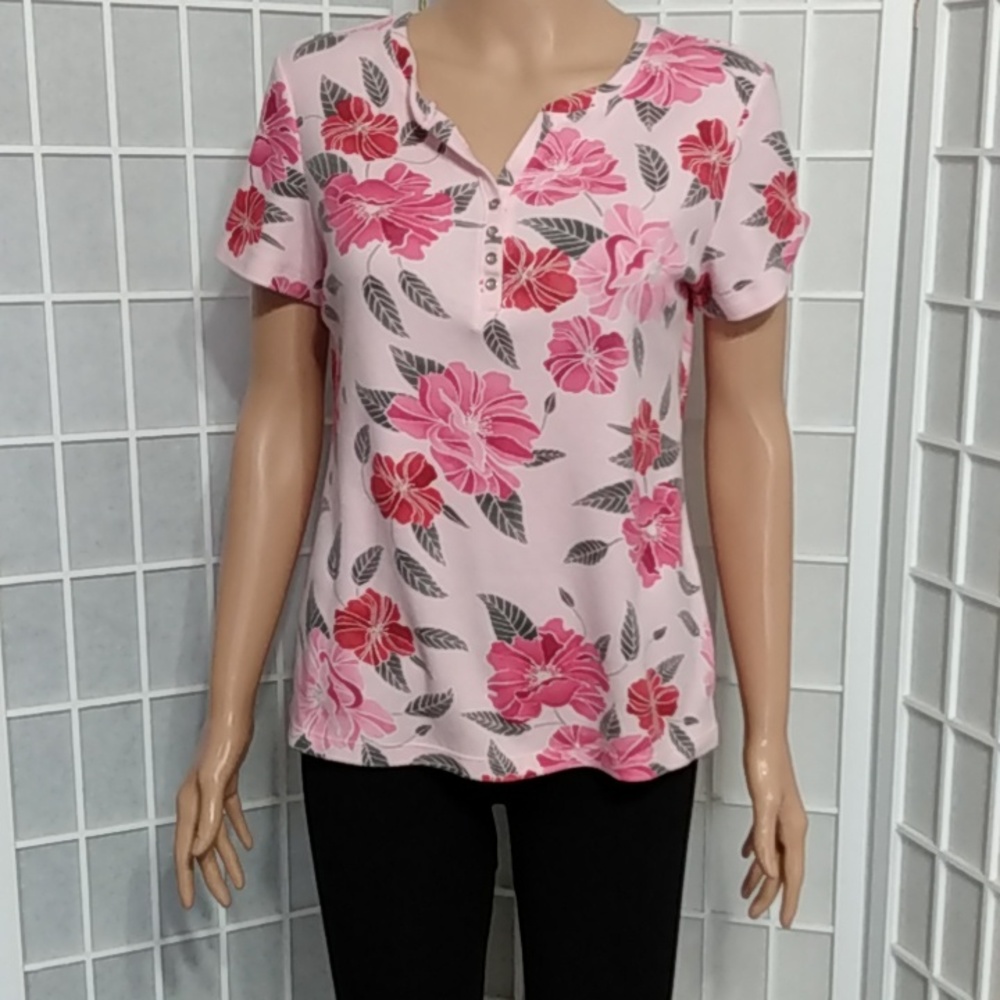 Karen Scott Floral Top – Pink – Women Size S - Picture 2 of 8